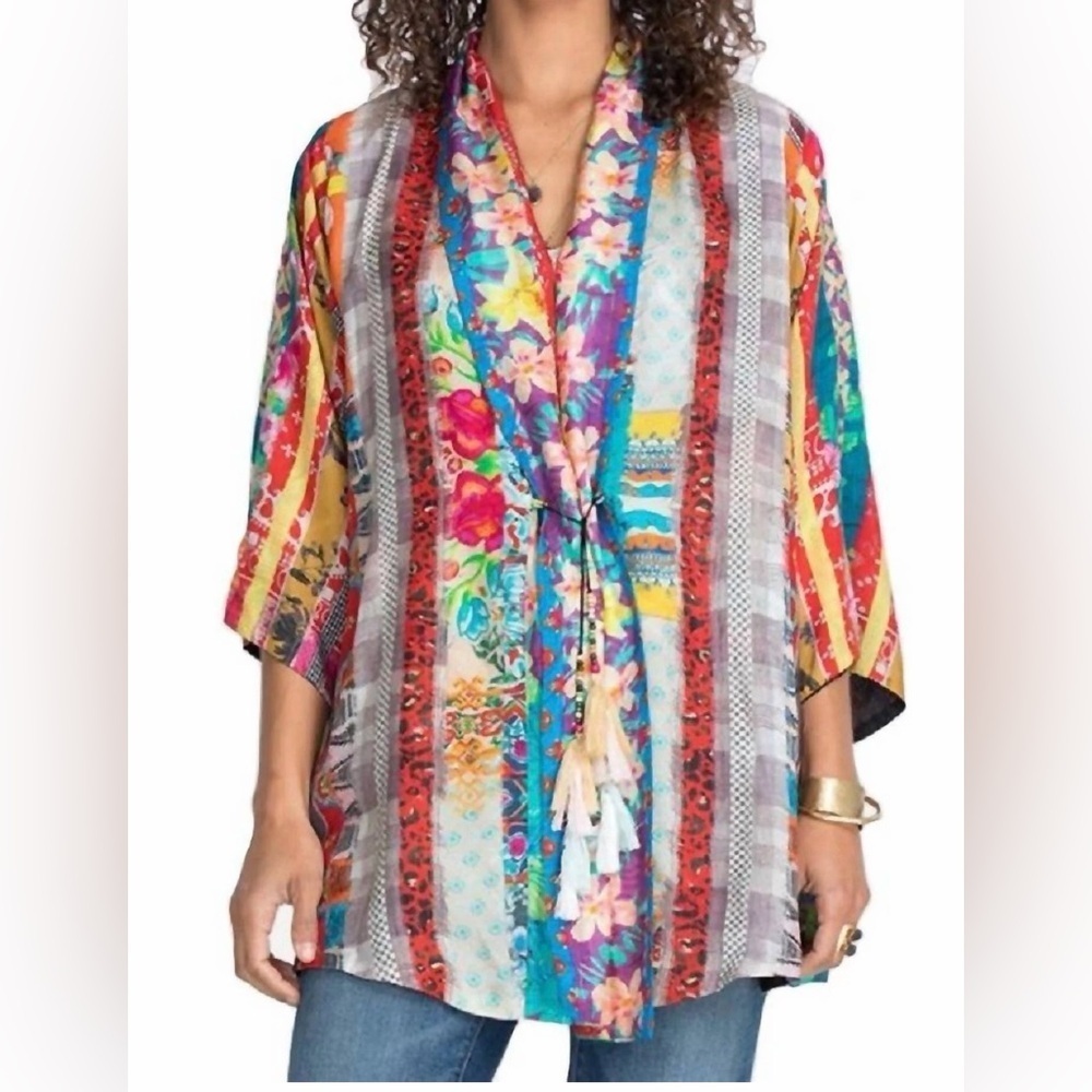 Johnny Was Friendship Anastasia Reversible Colorful Floral Kimono Size XXS